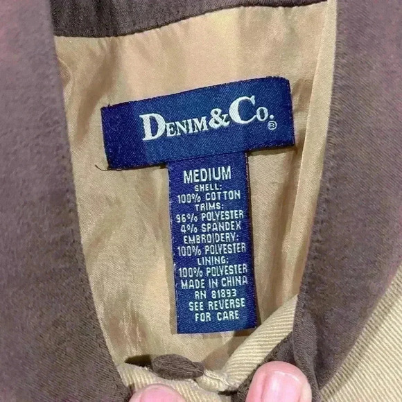 Denim & Co. Light Brown Embroidered Cotton Boho Button Down Jacket Women’s Sz M - Picture 6 of 6